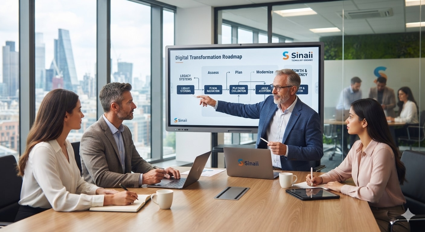IT consulting professionals in a strategy meeting